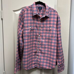 J Crew Men’s Long Sleeve Flannel Shirt X-Large Grey Checkered